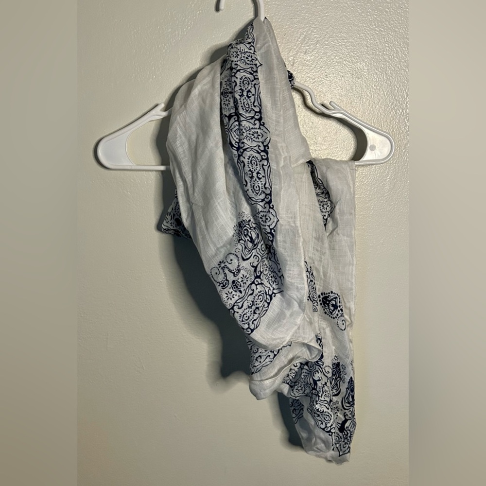White, Blue Scarf